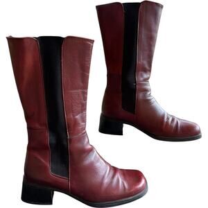 Santana Canada Red Waterproof Mid Calf Boots Womens SZ 7 Chunky Heel Winter Snow